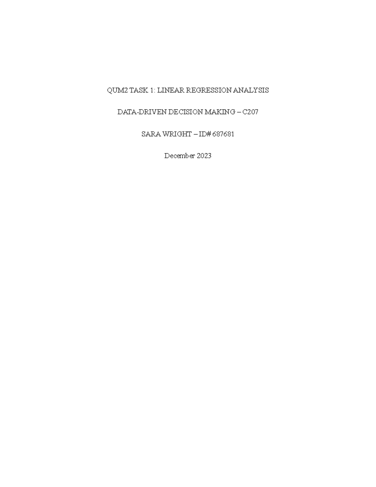 TASK 1 Linear Regression Analysis - Final 3 - QUM2 TASK 1: LINEAR ...