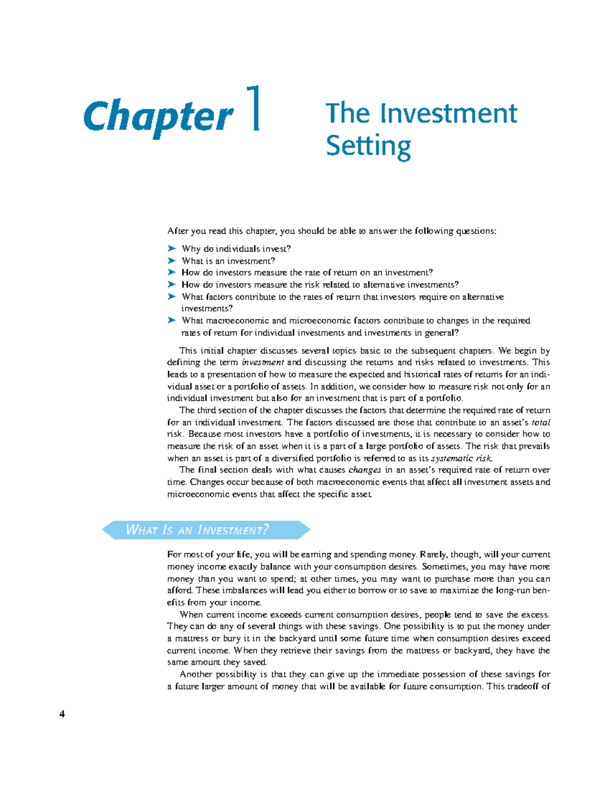 Chapter 1 The Investment Setting - Portfolio management - CUST - Studocu
