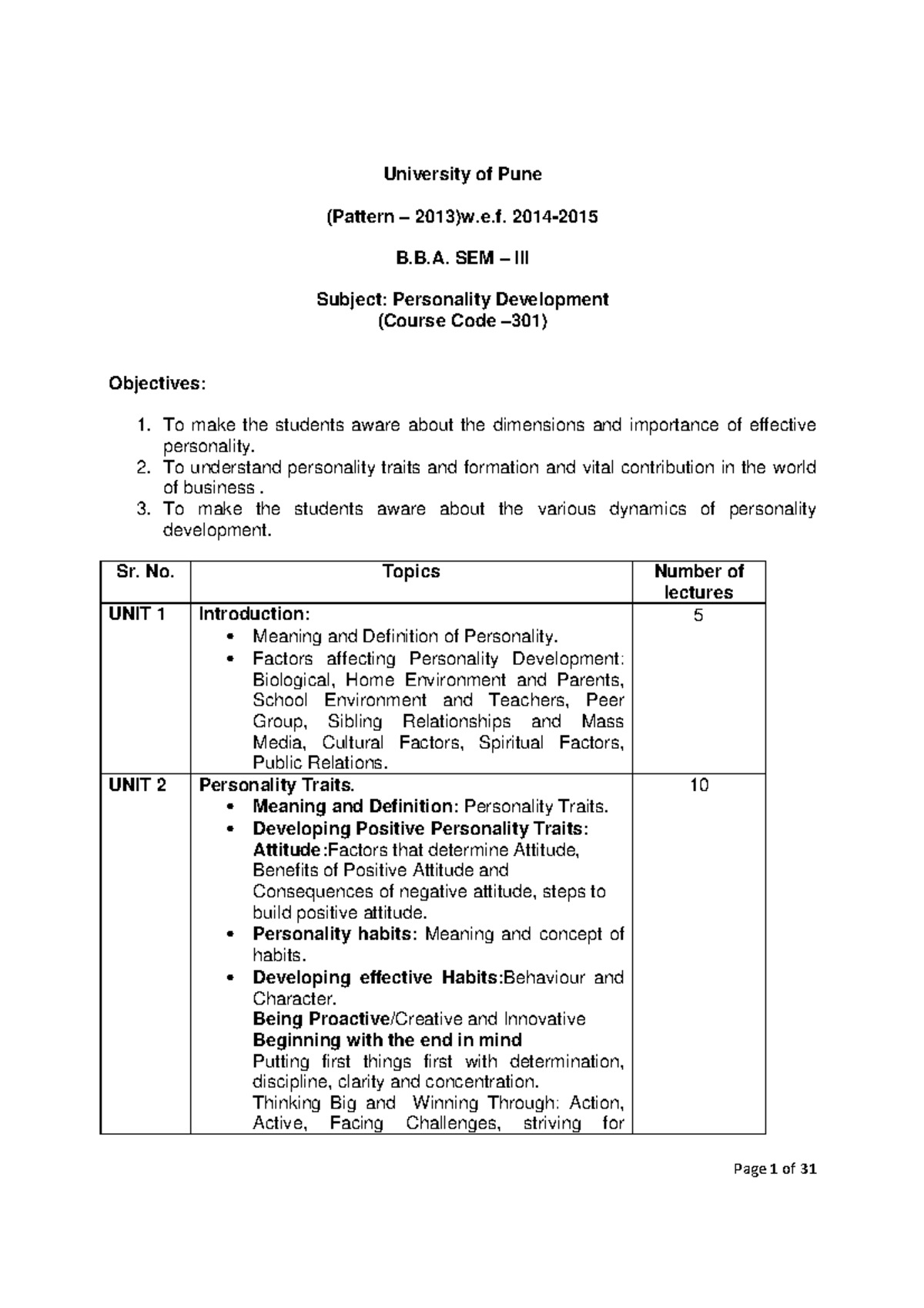 BBA Semester III & IV - University of Pune (Pattern – 2013)w.e. 2014- B ...