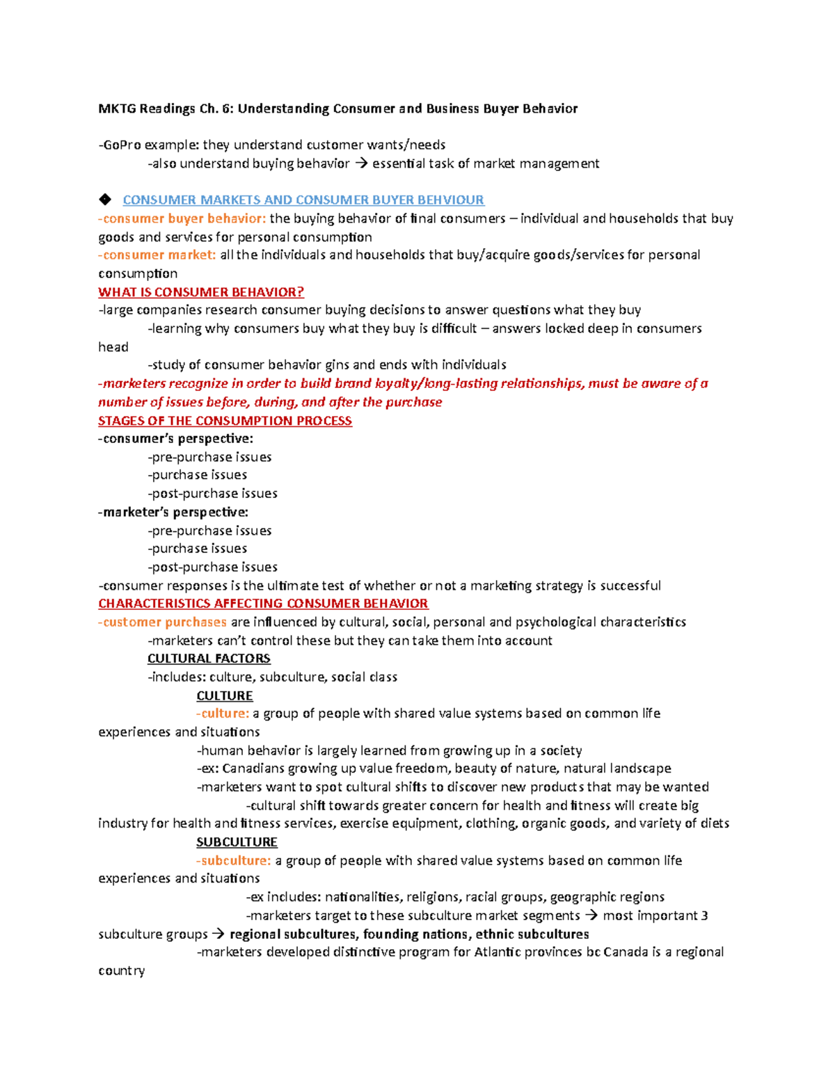 MKTG Readings Ch. 6 - Lecture notes 6 - MKTG Readings Ch. 6 ...
