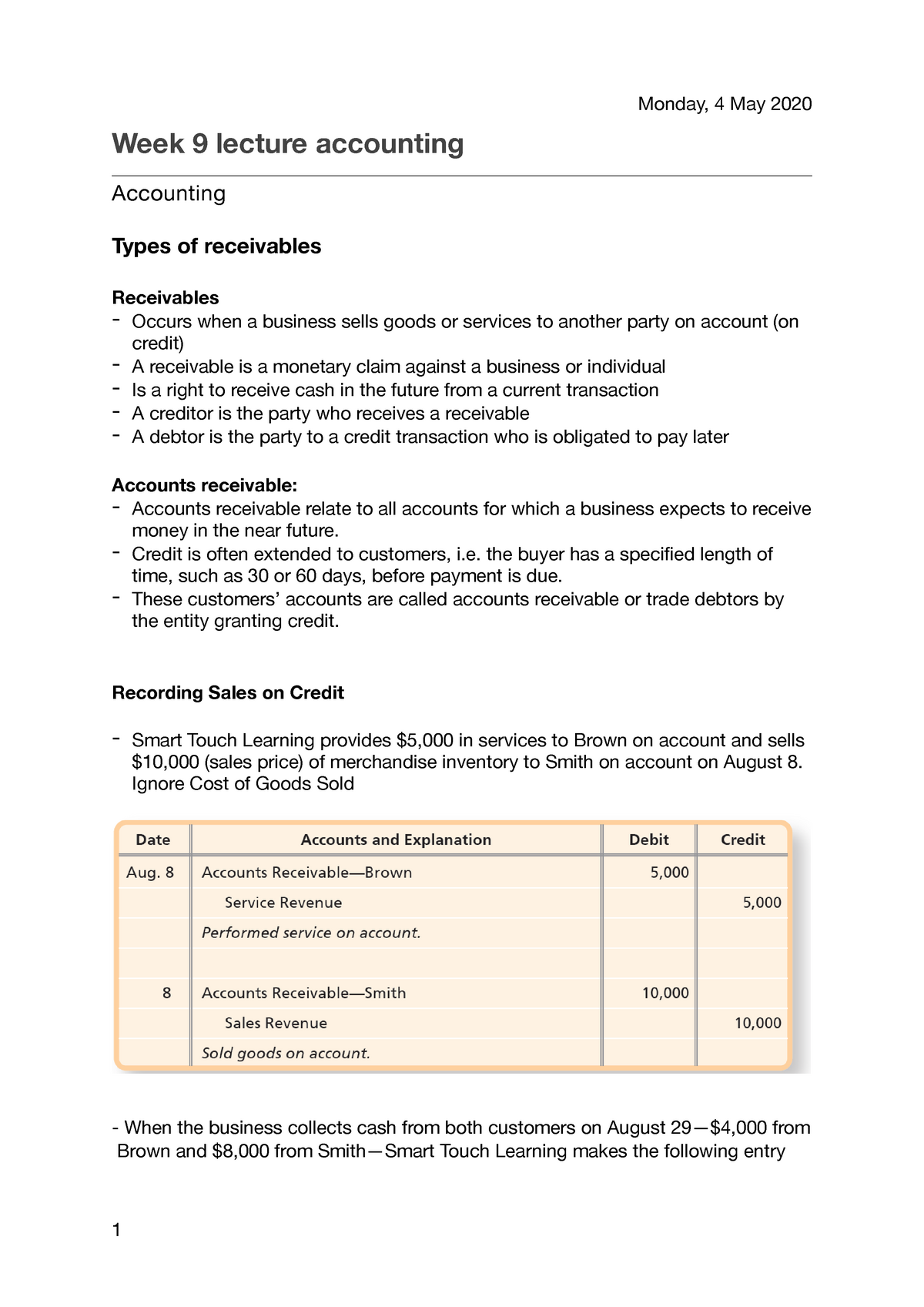 Week 9 Lecture Accounting - Week 9 Lecture Accounting Accounting Types ...