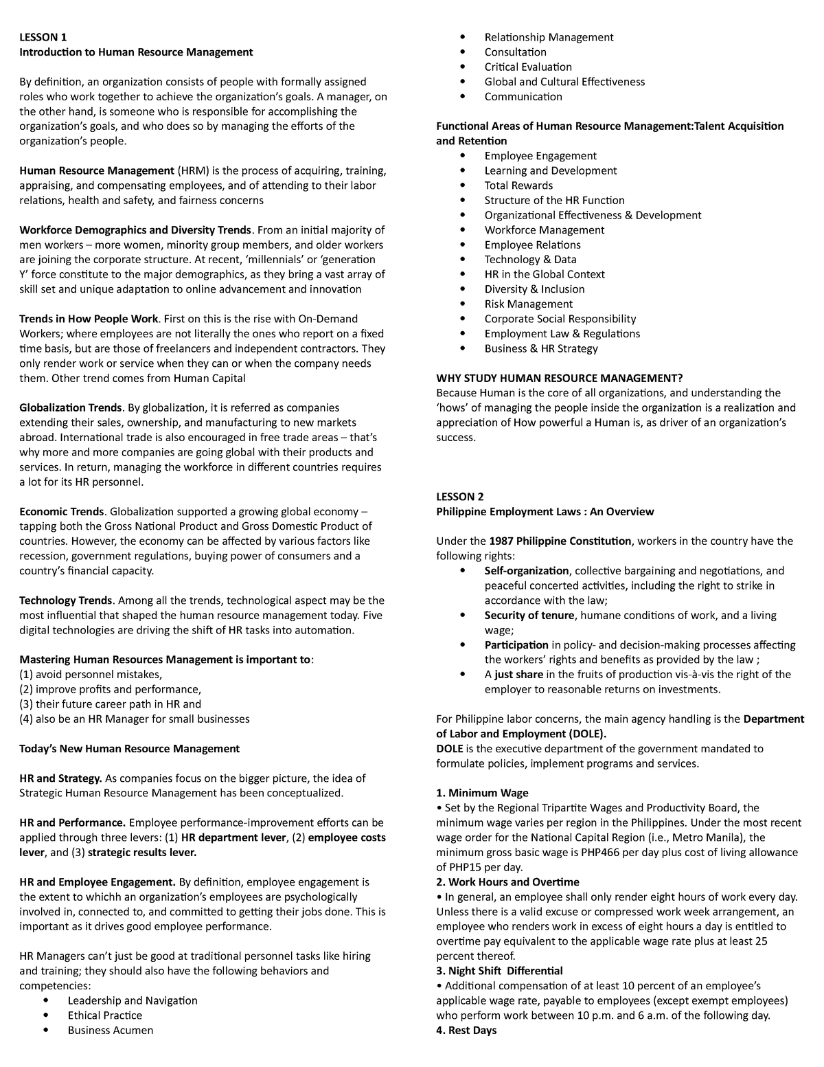 HRM- Notes - Human resources - LESSON 1 Introduction to Human Resource ...