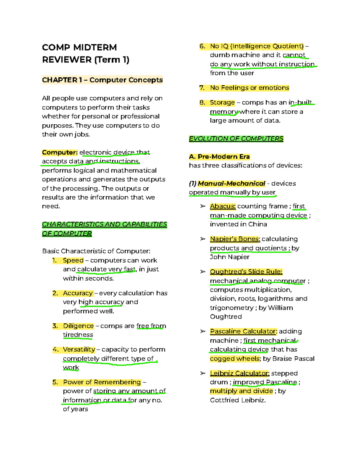COMP Term1 Midterm Reviewer - COMP MIDTERM REVIEWER (Term 1) CHAPTER 1 ...