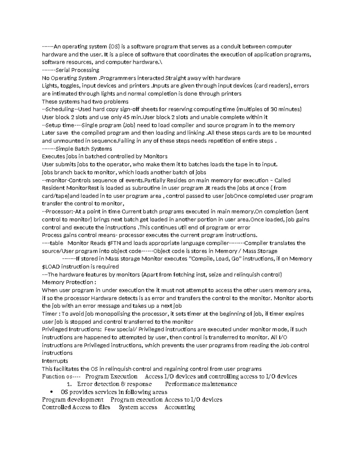 Os notes by dev - Study material -An operating system (OS) is a ...