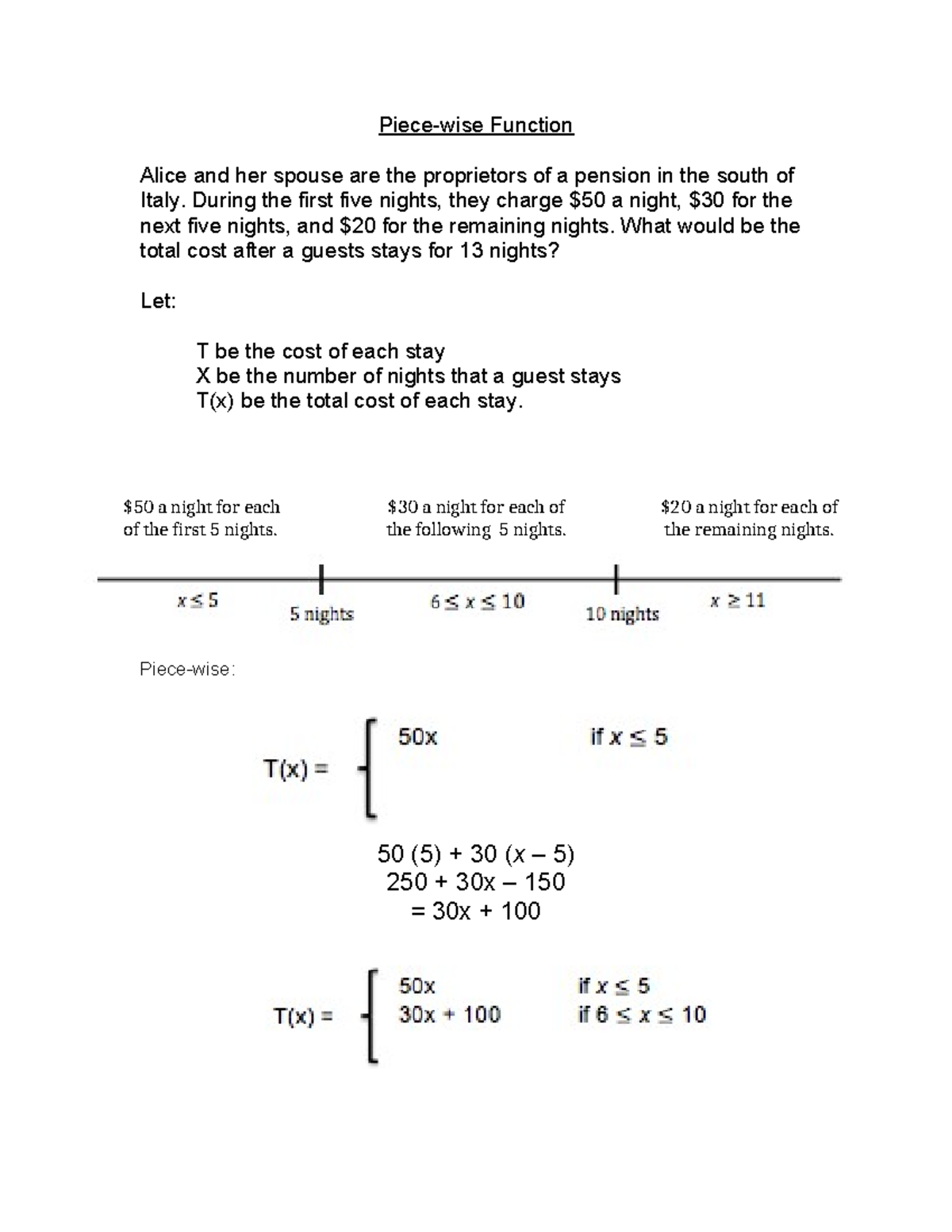 Math pt piece wise - Piece-wise Function Alice and her spouse are the ...