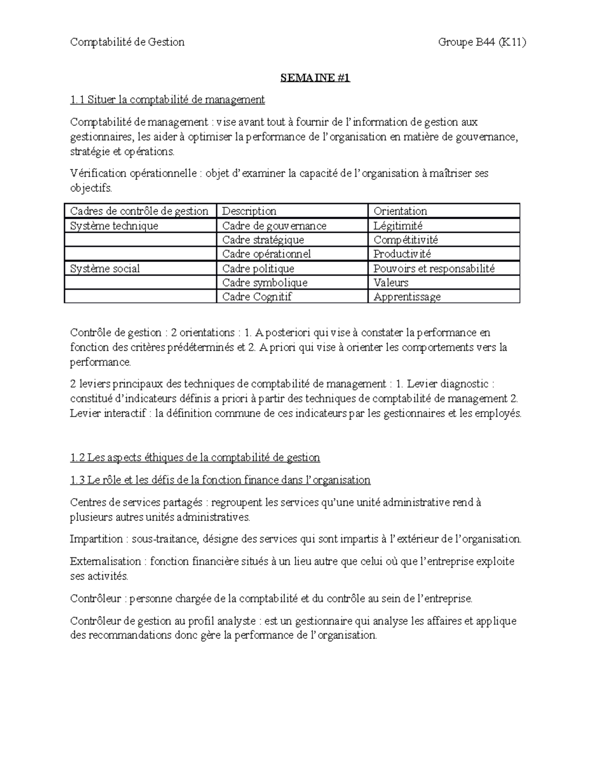 Notes Comptabilité De Gestion - SEMAINE 1 Situer La Comptabilité De ...