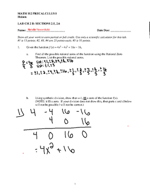 PCI Lab Chapter 2 B - MATH 112 PRECALCULUS I Hulsen LAB CH 2 B ...