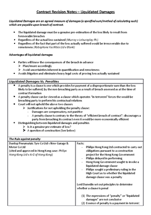 Liquidated Damages This Is The Precise Note For Contract Law Course Studocu