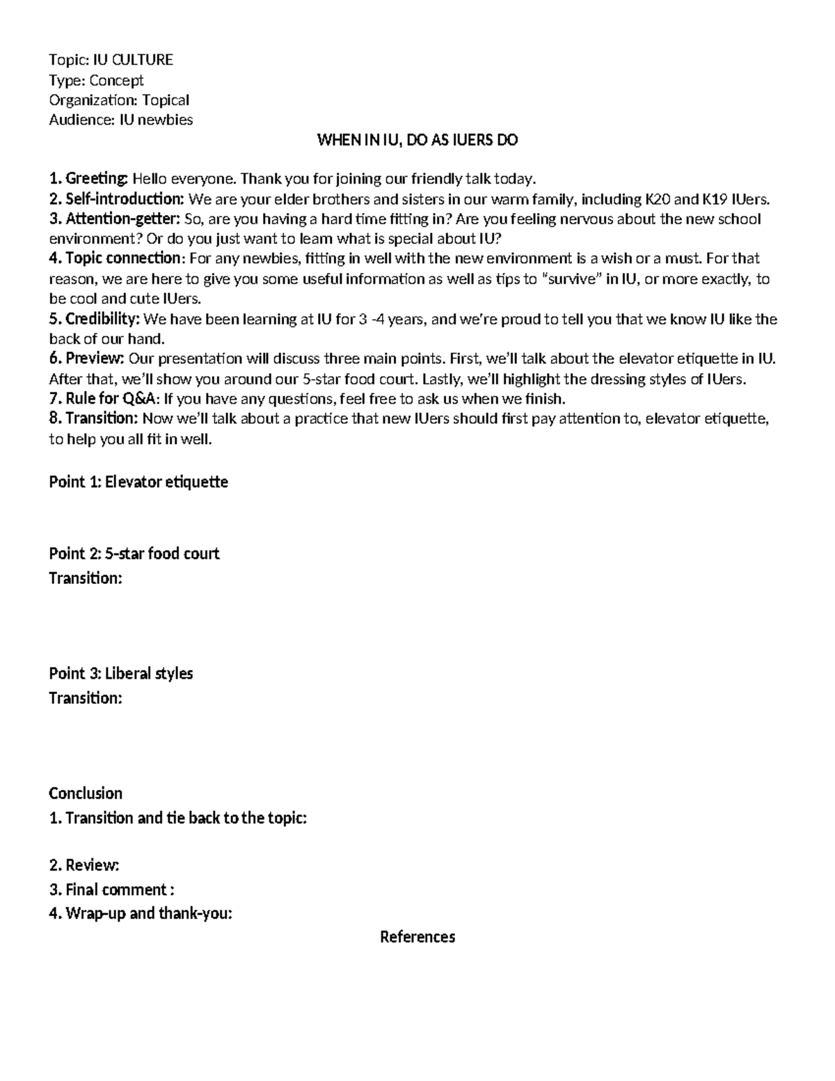 IU culture - Template for full script - Topic: IU CULTURE Type: Concept ...