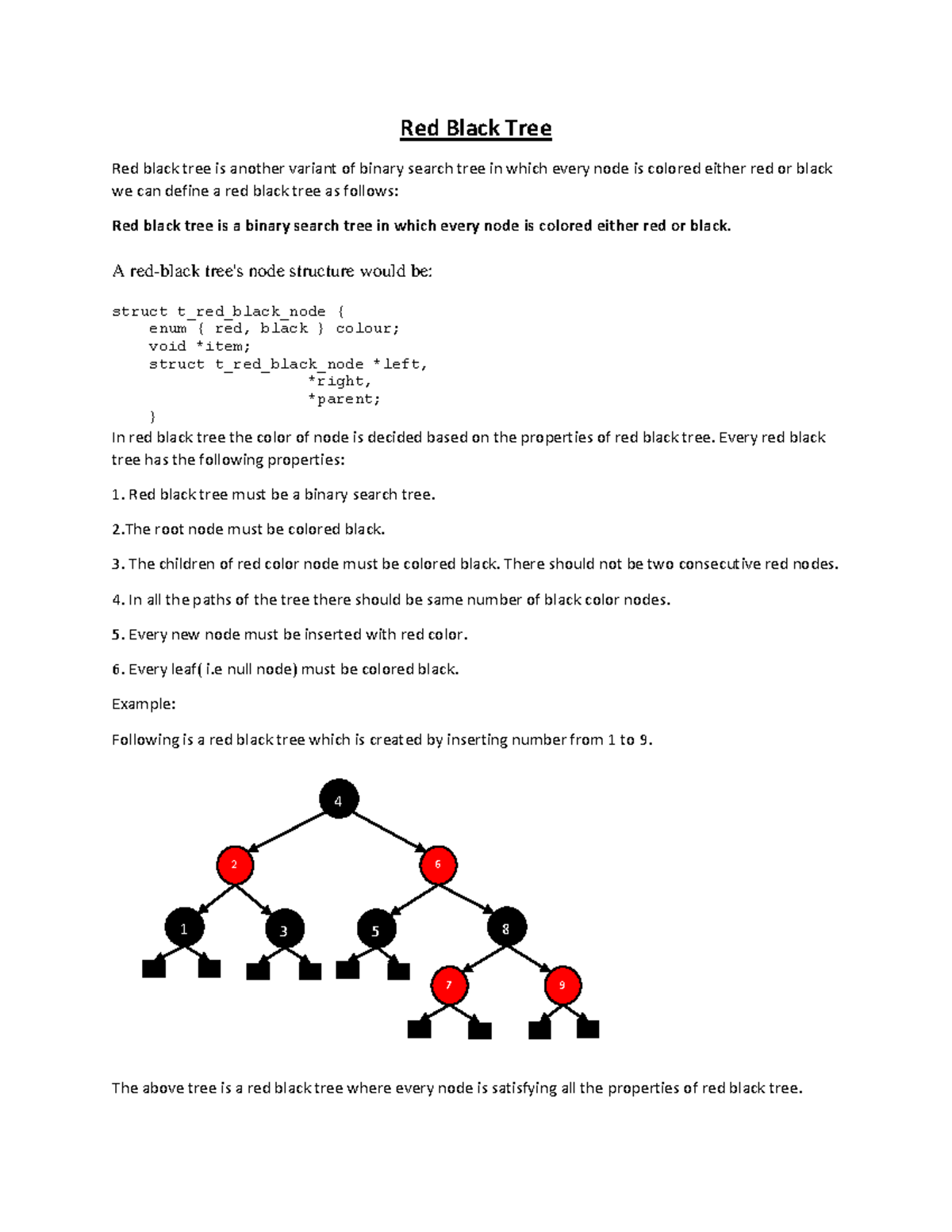 Design Red Black Tree Red black tree is another variant of binary