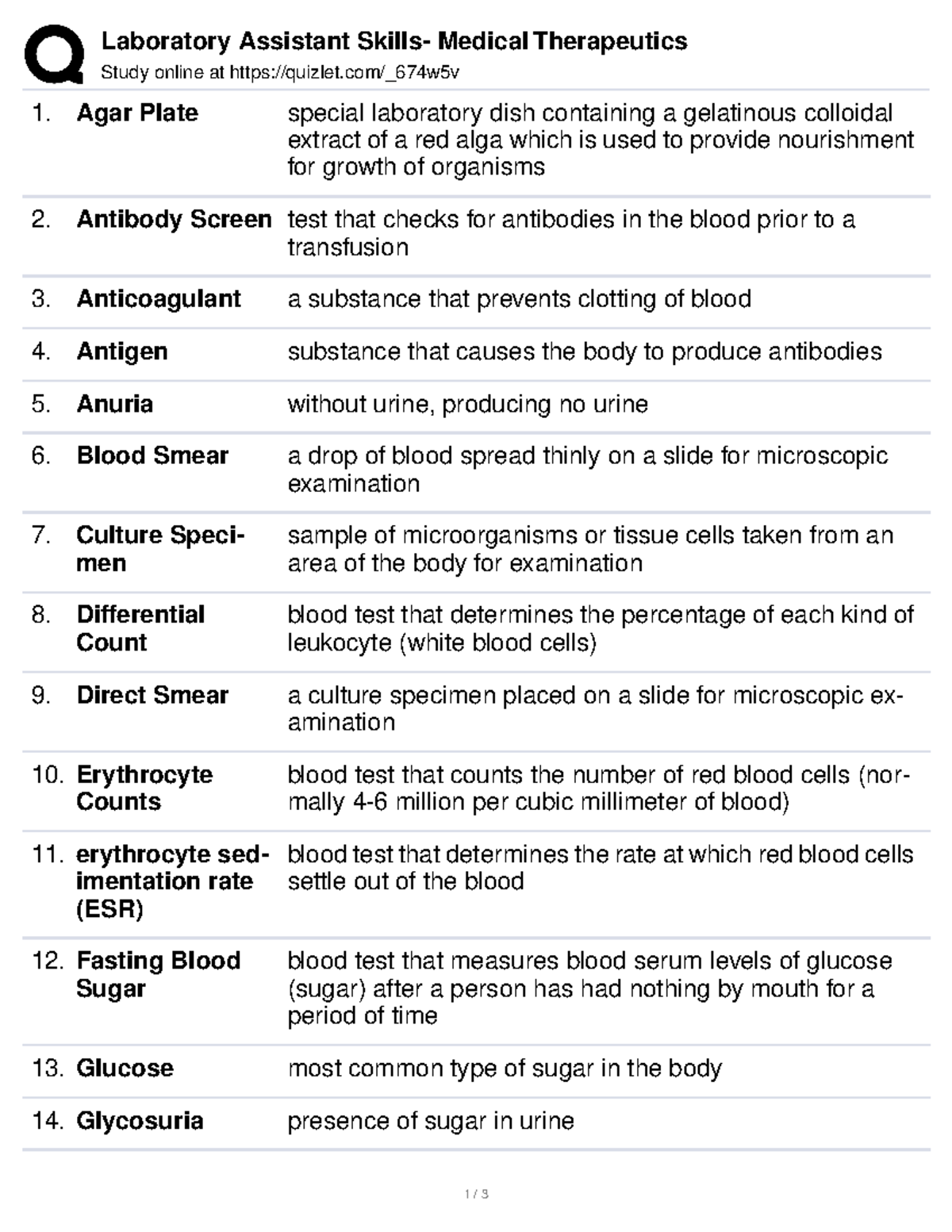 Laboratory Assistant Skills Medical Therapeutics Studocu