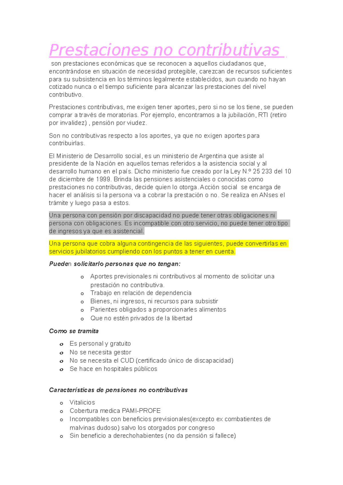 Derecho Laboral 2 Parte 2013 Resumen - Prestaciones No Contributivas ...