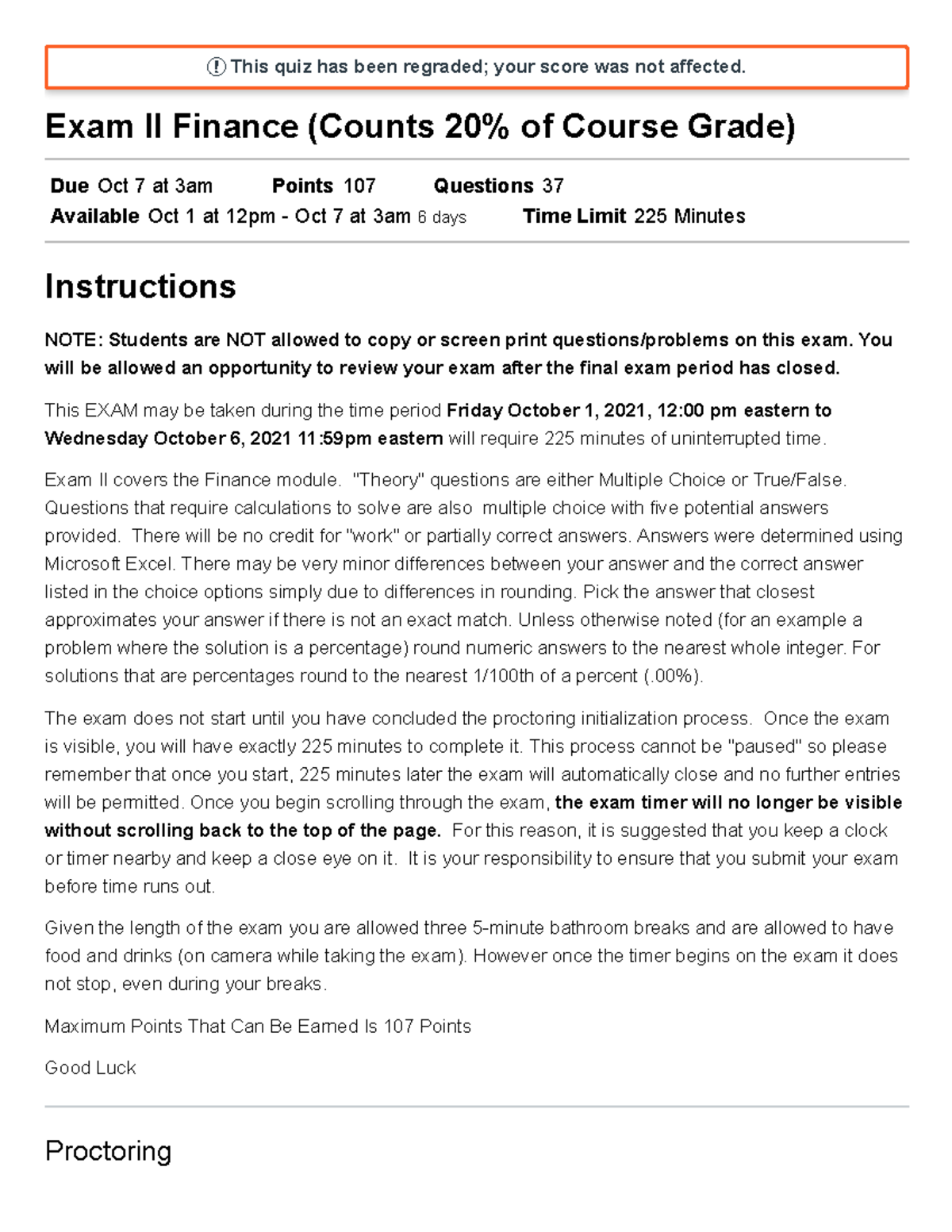 Exam II Finance Counts 20 of Course Grade Business Fundamentals for ...