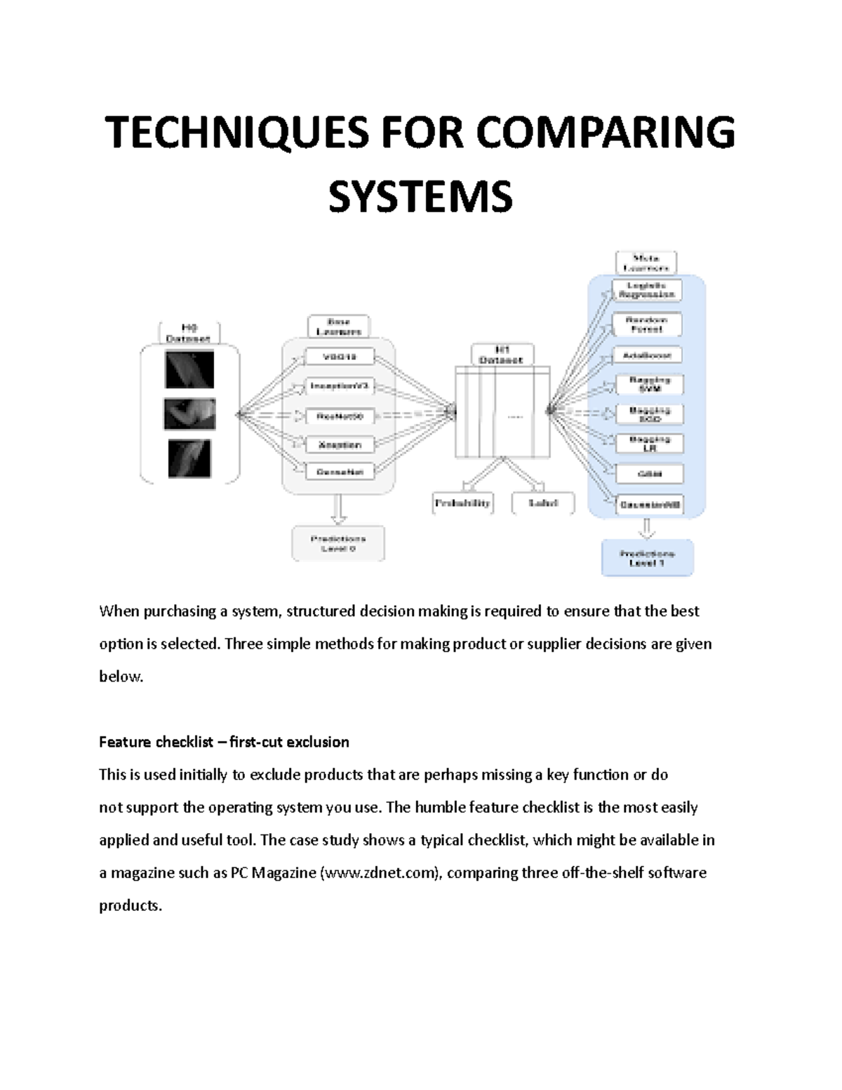 Techniques FOR Comparing Systems - TECHNIQUES FOR COMPARING SYSTEMS ...