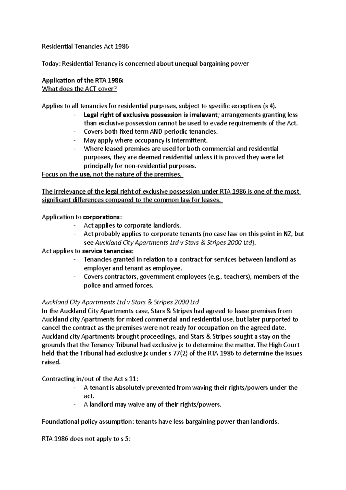 Licenses And Residential Tenancies Exam Notes (LAWS205) - Residential ...