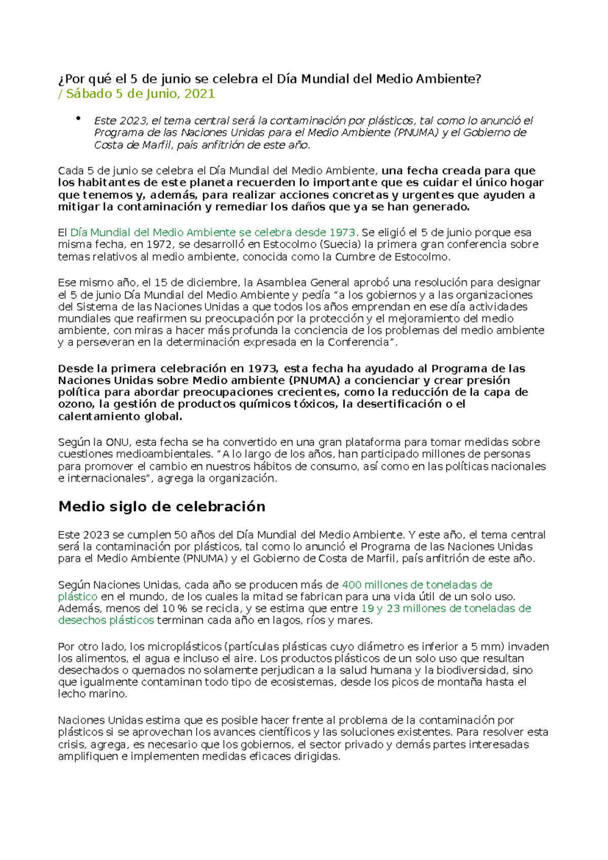 5 DE Junio. Día Mundial del Medio Ambiente - ¿Por qué el 5 de junio se ...