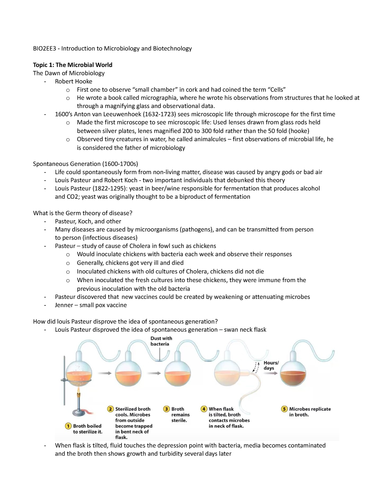 Bio2ee3 Topic 1 Biology Notes For Week 1 Lectures Bio2ee3 Introduction To Microbiology And 0709