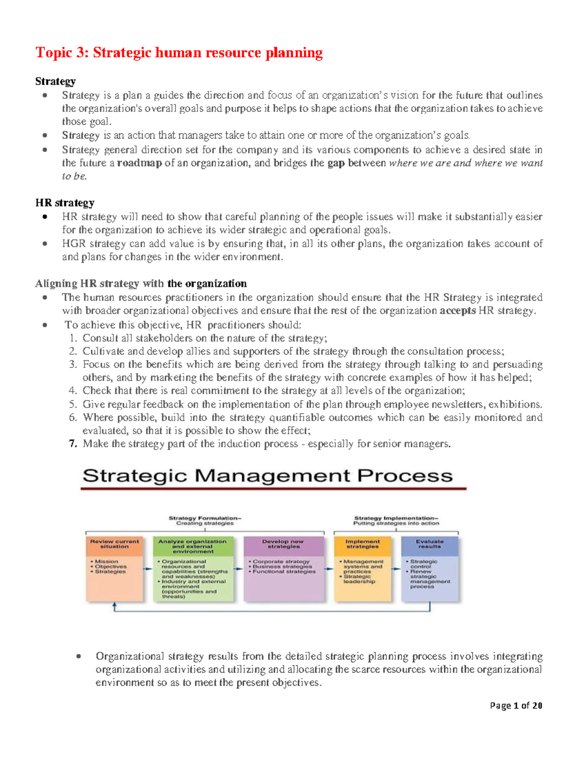 HRP Topic 3&4 march 2024-1 - Topic 3: Strategic human resource planning ...