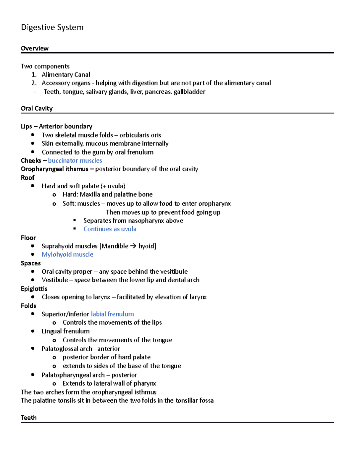 Digestive System - Lecture notes_CAPS 391 - Dr. Ali - Digestive System ...