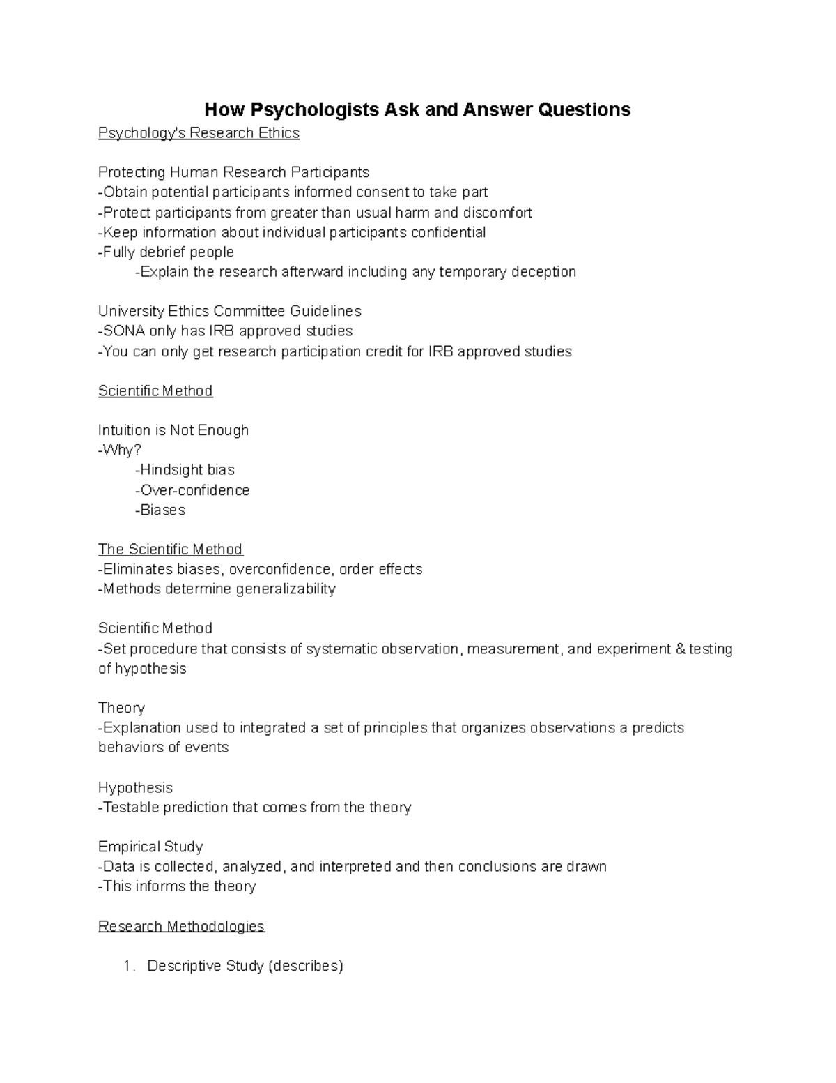 How Psychologists Ask and Answer Questions How Psychologists Ask and