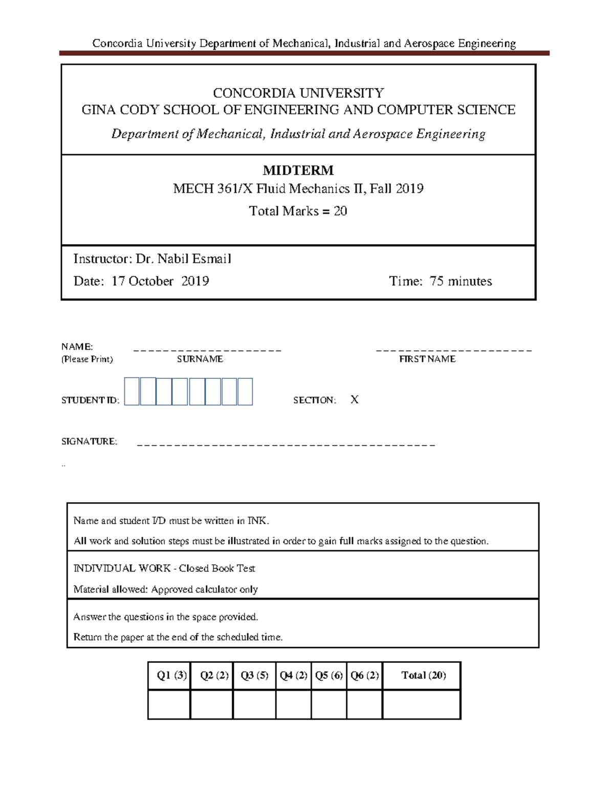 MIDTERM EXAM 8 October 2019, questions and answers - NAME