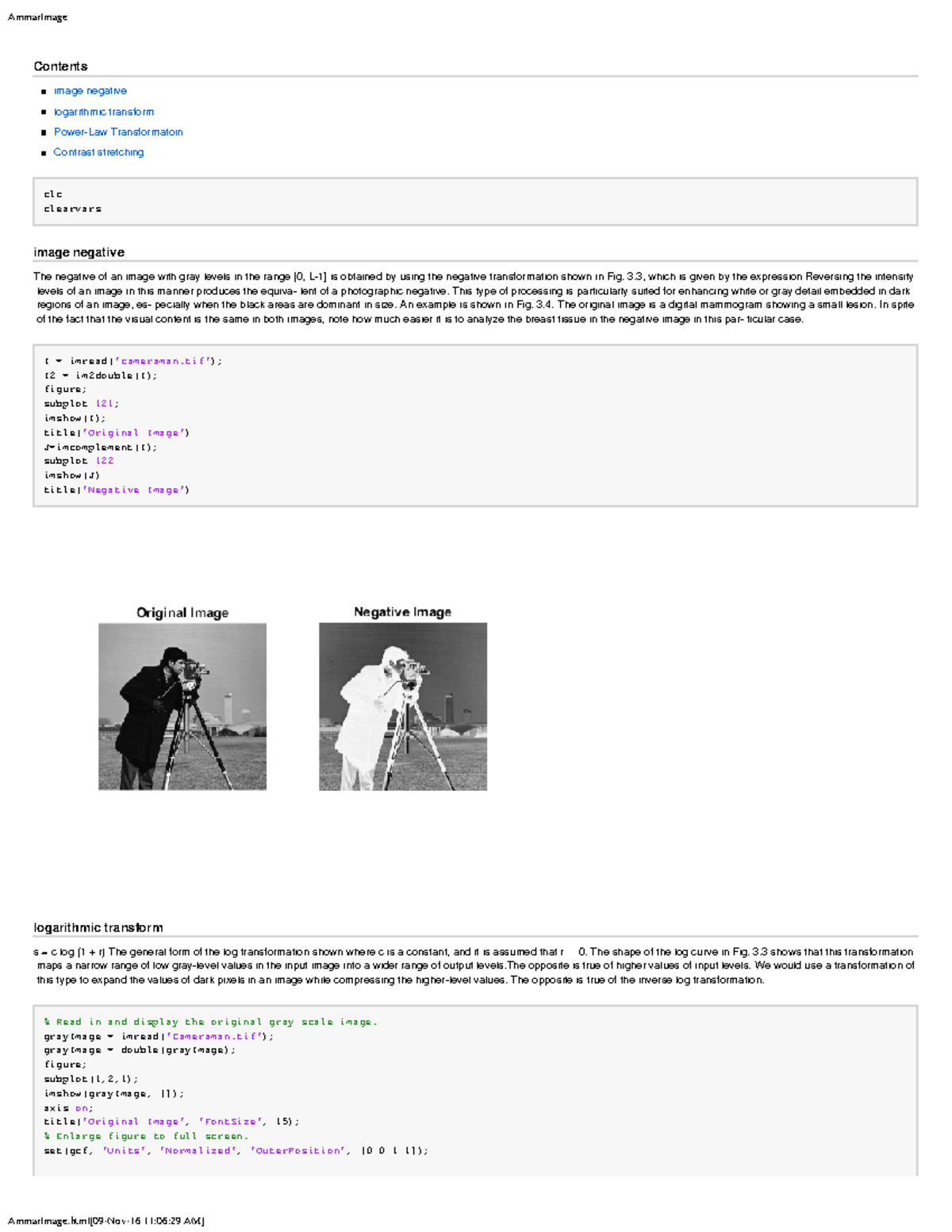 Image PROCESSING - AmmarImage Contents image negative logarithmic ...