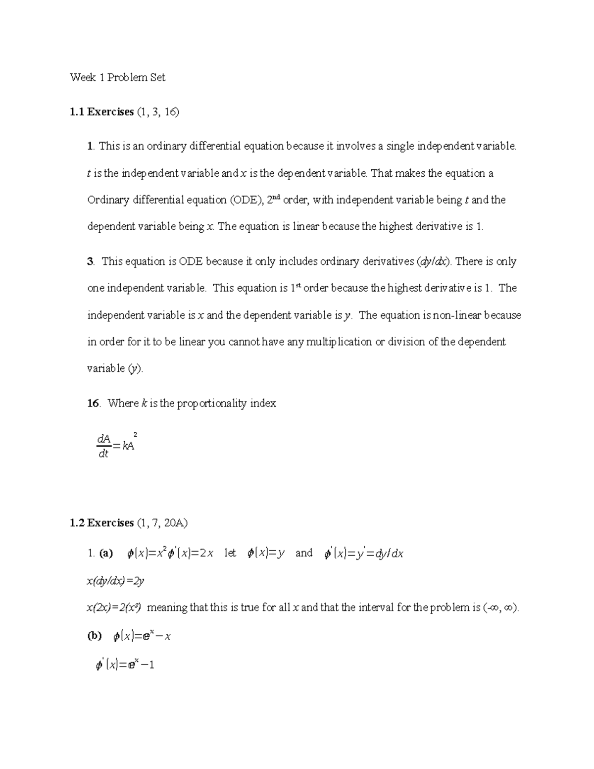 Week 1 exercises - From Textbook - Week 1 Problem Set 1 Exercises (1, 3 ...