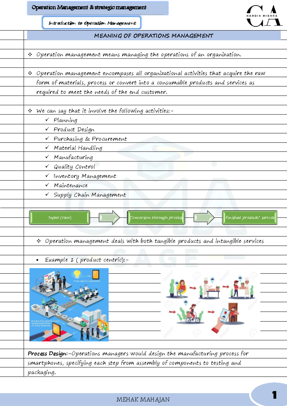 CH-1 Introduction TO Operation Management PDF - Introduction to ...
