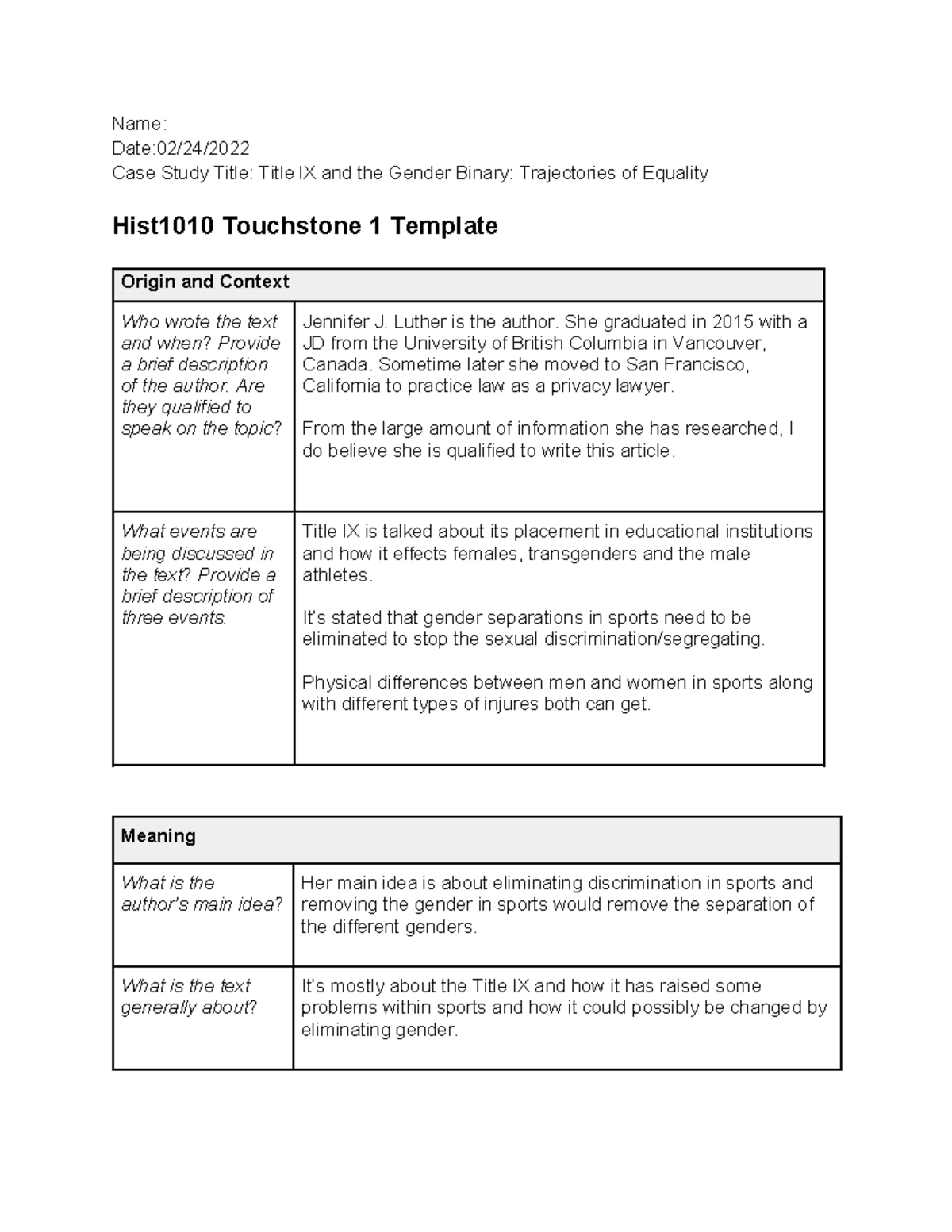 touchstone 1 case study close reading