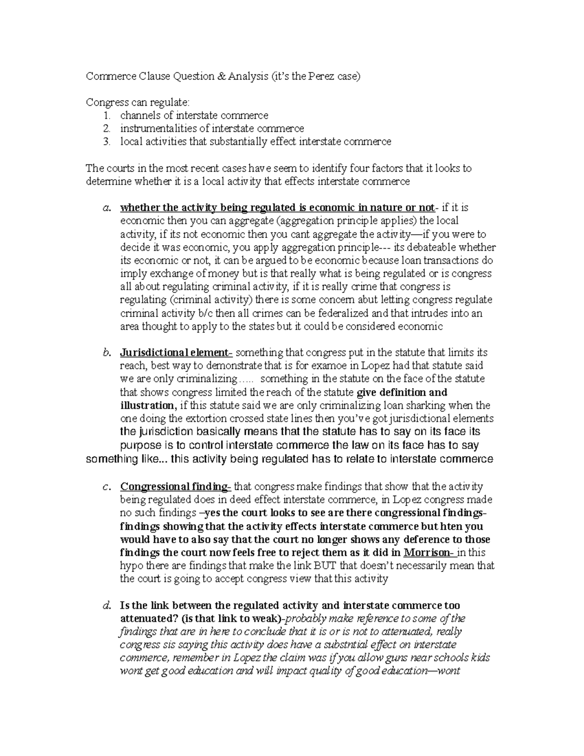 Commerce Clause Analysis Commerce Clause Question & Analysis (it’s