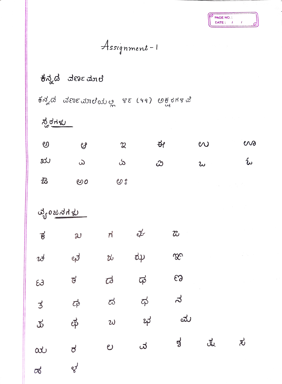 assignment kannada meaning what