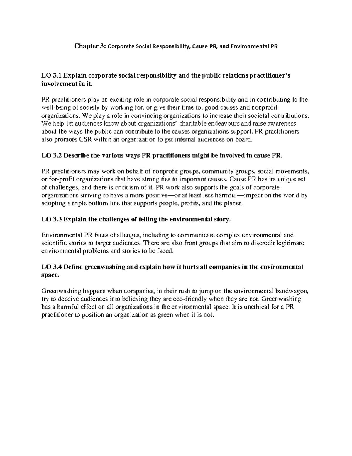 PRLN 1150 chapter 3 lecture note - Chapter 3: Corporate Social ...