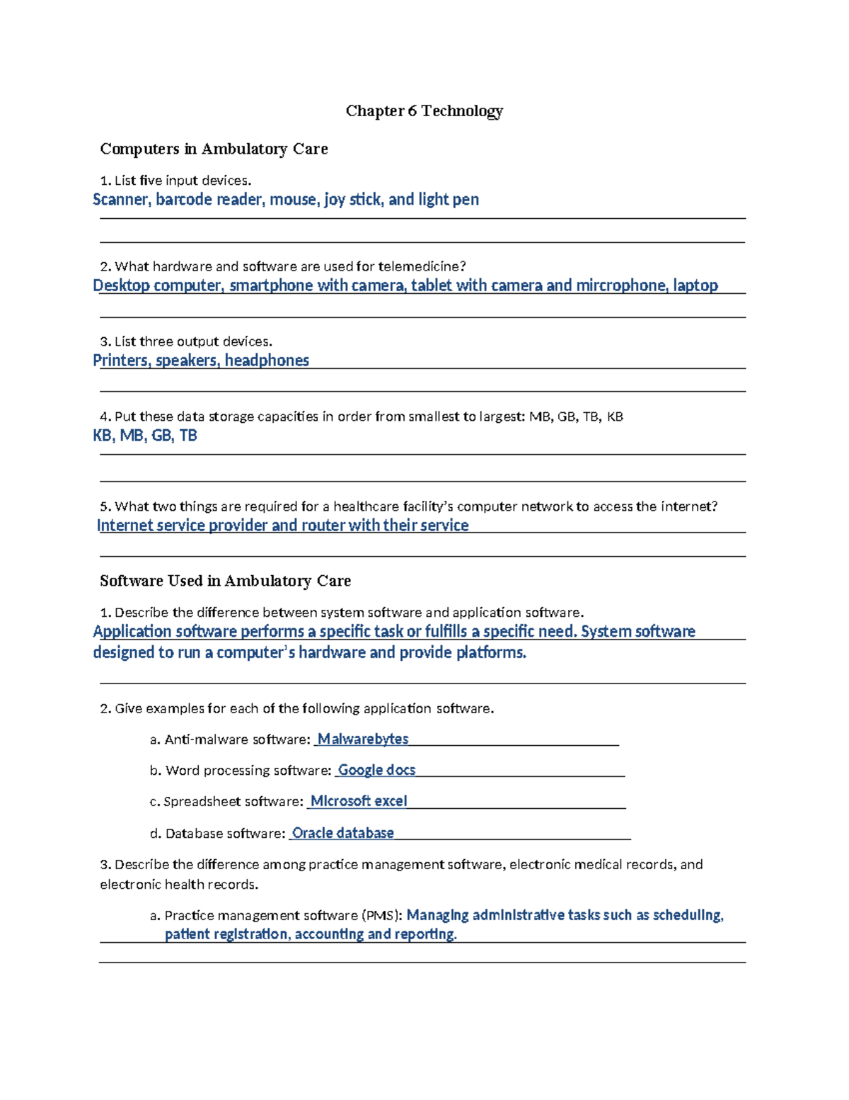 Week 3 Assignment Worksheet - Chapter 6 Technology Computers In ...