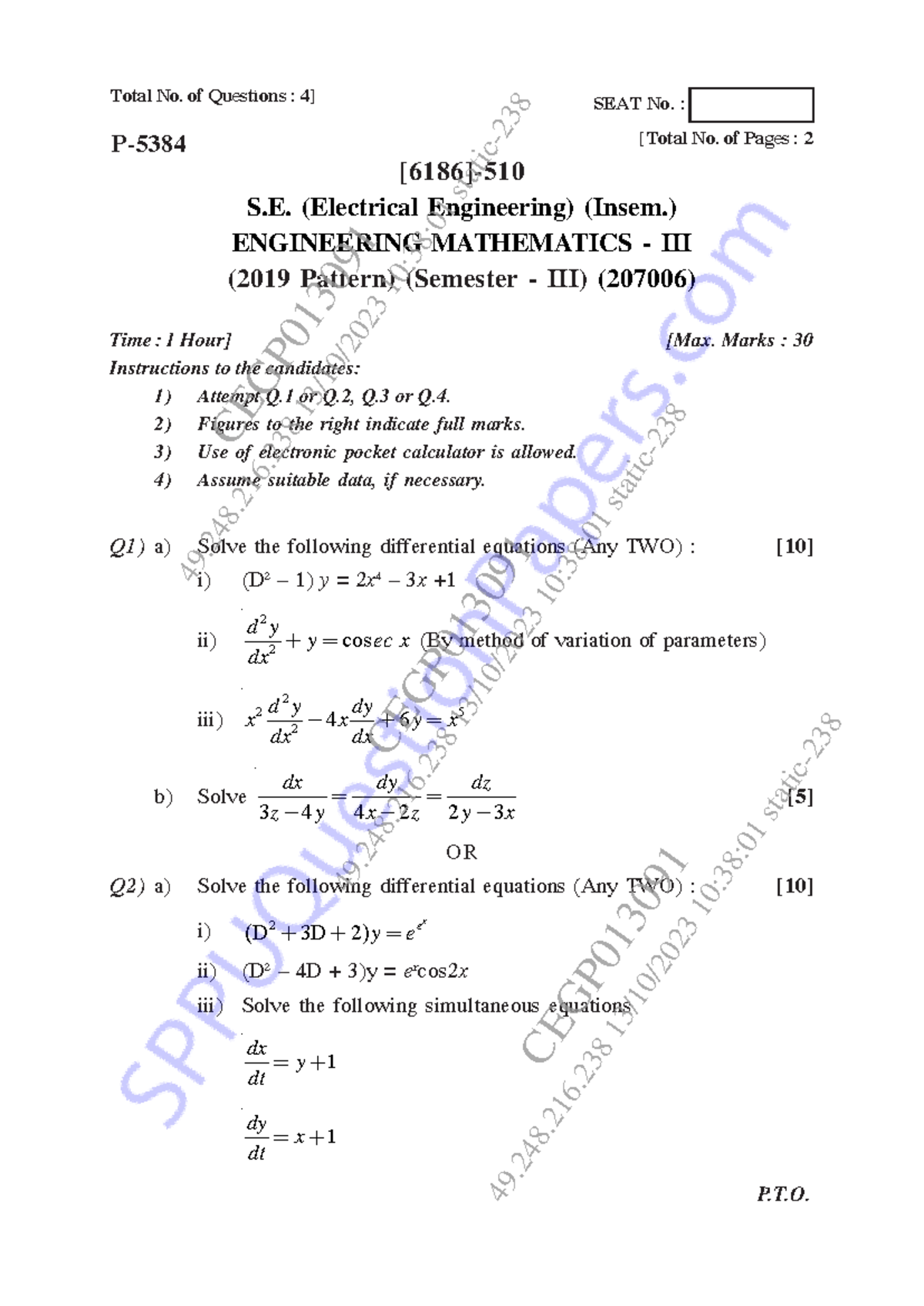 M3 insem 2023 - Total No. of Questions : 4] [Total No. of Pages : 2 ...