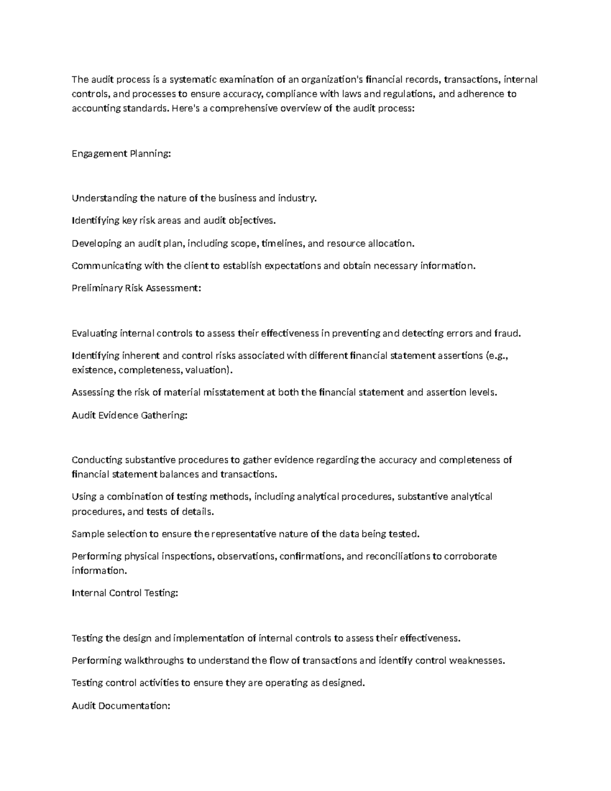 The audit process - Details Note - The audit process is a systematic ...