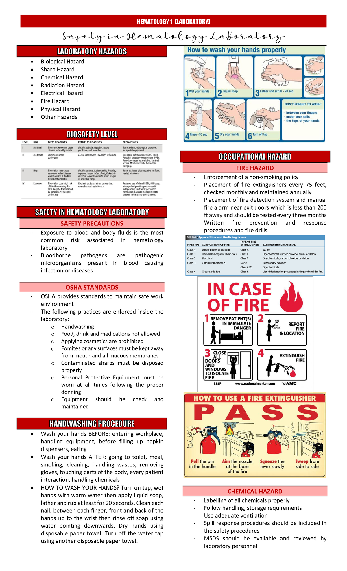 Laboratory-Lesson-1 - notes - HEMATOLOGY 1 (LABORATORY) Biological ...