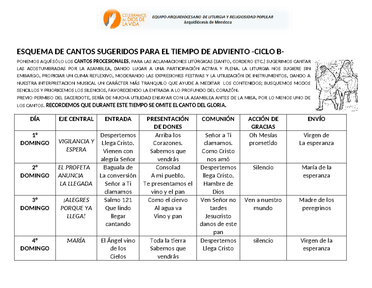 Canto De Salida Tiempo De Adviento www.studocu.com