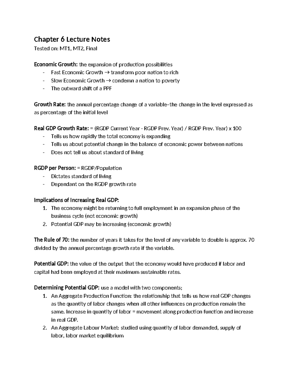 Chapter 6 Lecture Notes - Chapter 6 Lecture Notes Tested on: MT1, MT2 ...