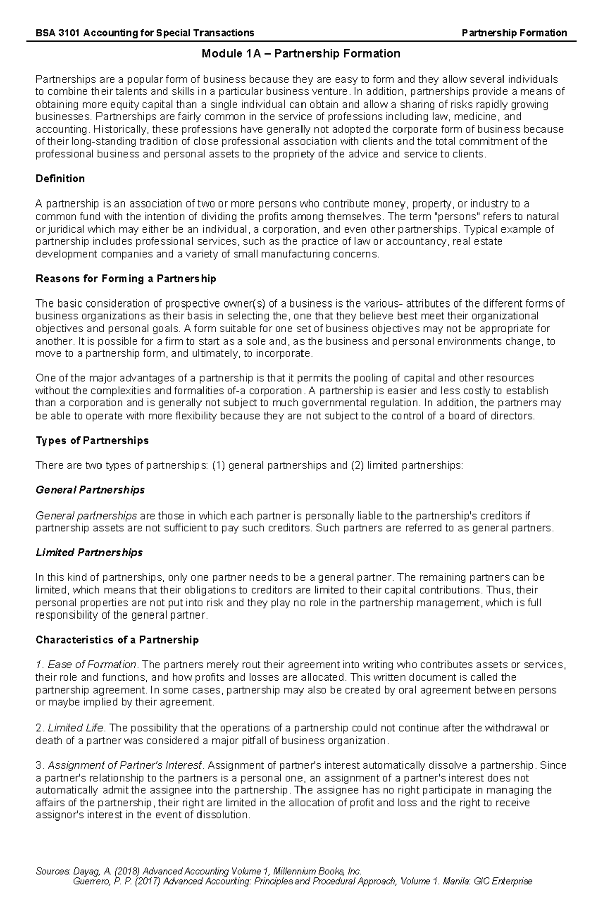 Pdfcoffee - Accounting for Special Transactions - Partnership Formation ...