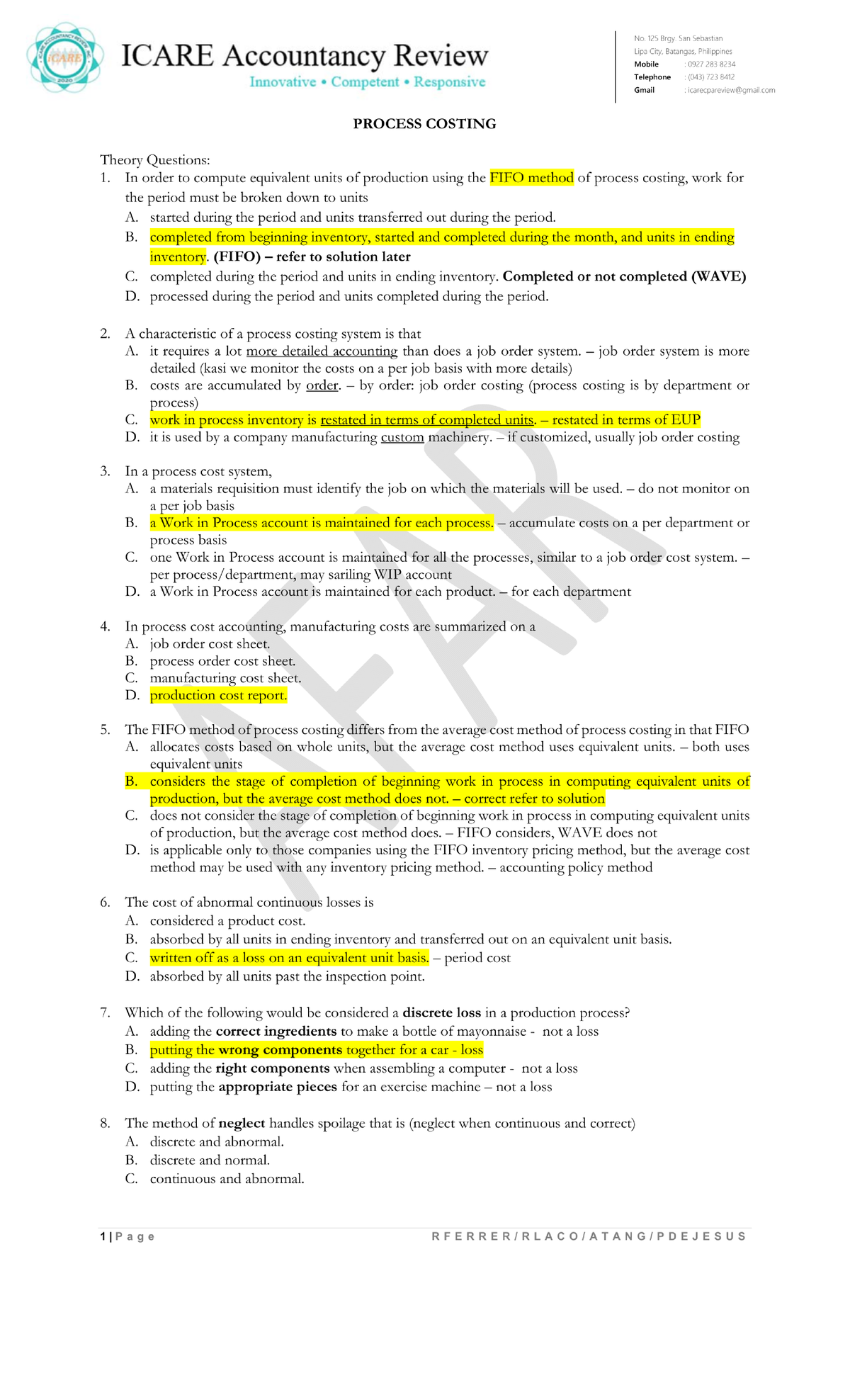 Process-Costing-Formatted-annotated - Bachelor of Science in ...
