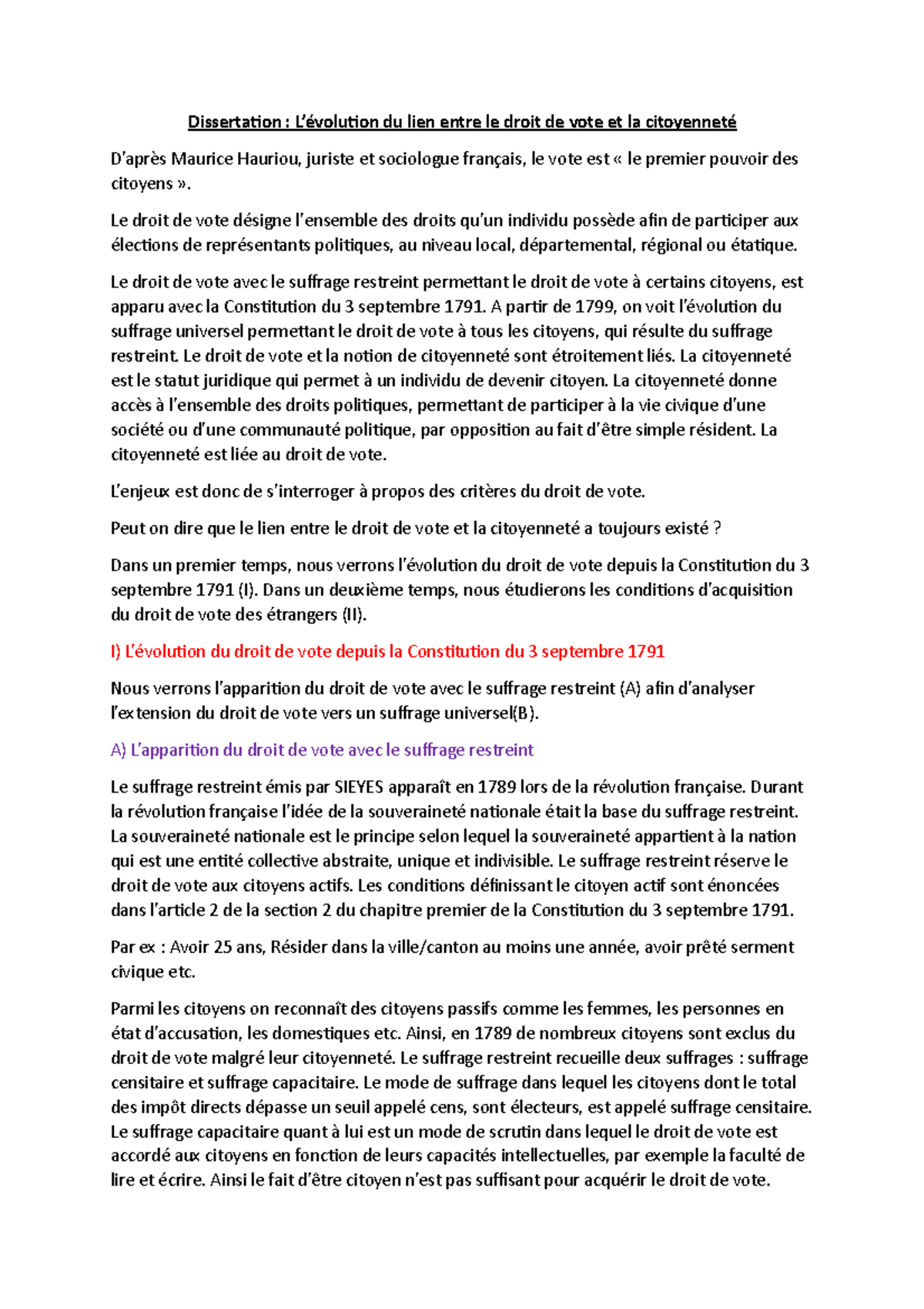 dissertation droit de vote