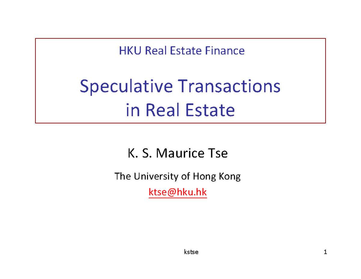 Speculative Transaction in Real Estate v2019 Warning TT undefined