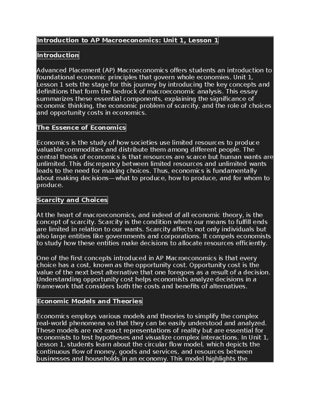 Macroeconomics L1 Introduction To Ap Macroeconomics Unit 1 Lesson 1 Introduction Advanced 9424