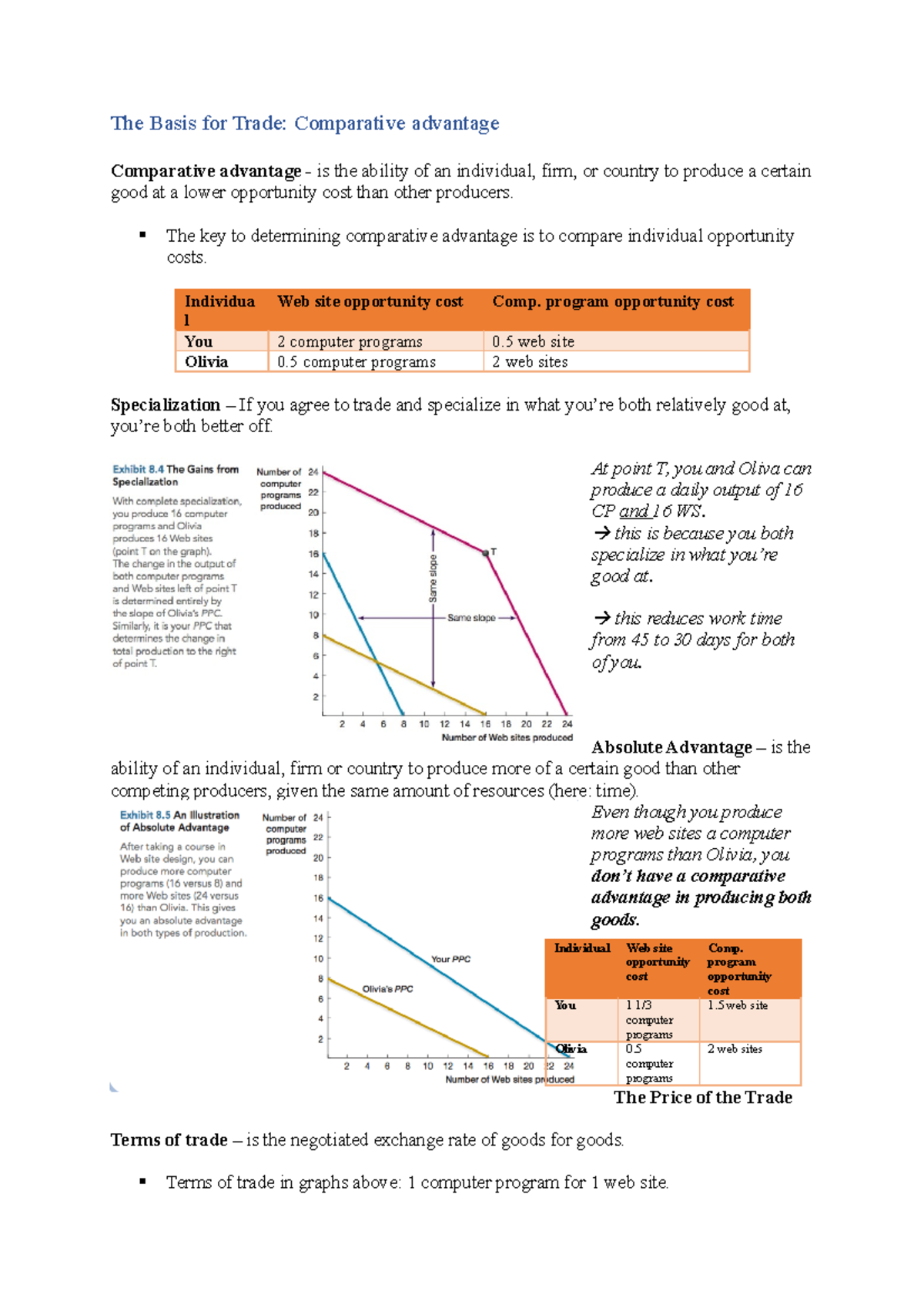The Basis for Trade - The key to determining comparative advantage is ...