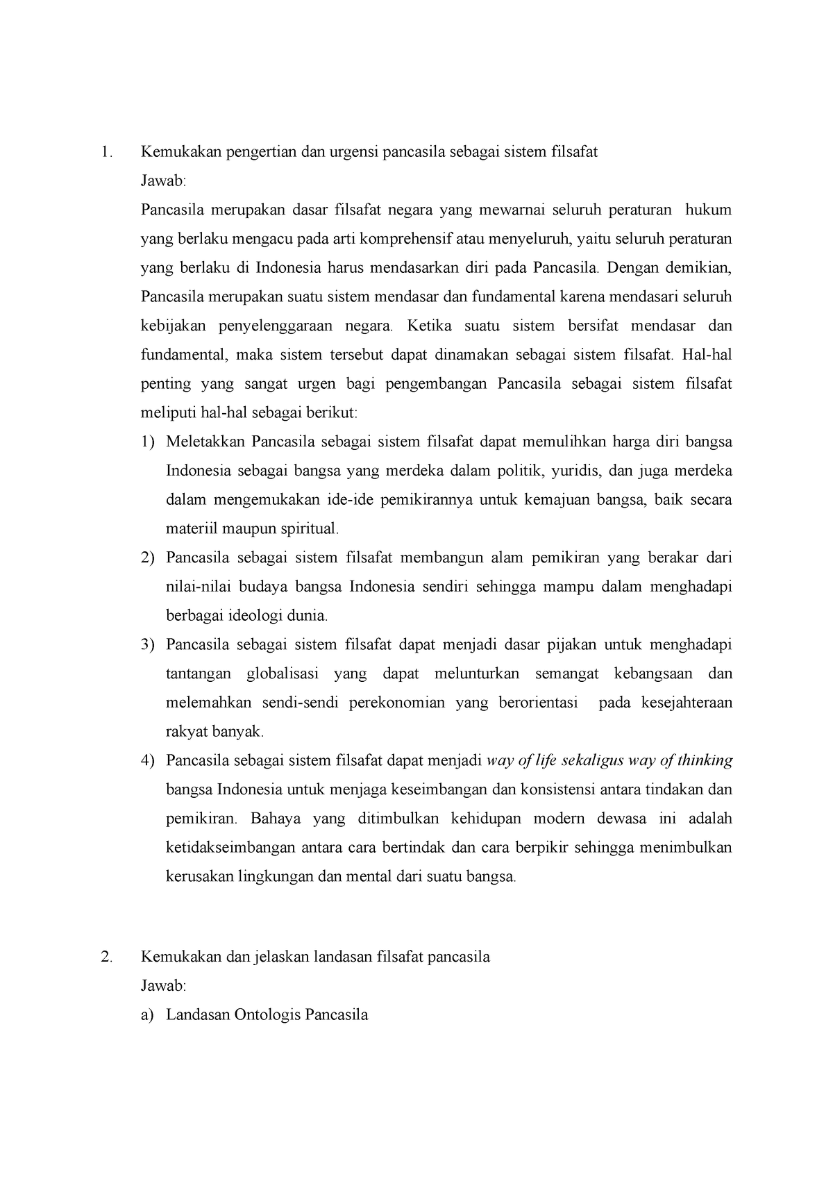 PENDIDIKAN PANCASILA - Kemukakan Pengertian Dan Urgensi Pancasila ...