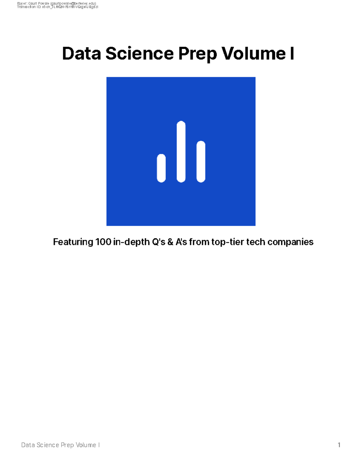 Ds questions - Data Science Prep Volume I 1 Data Science Prep Volume I ...