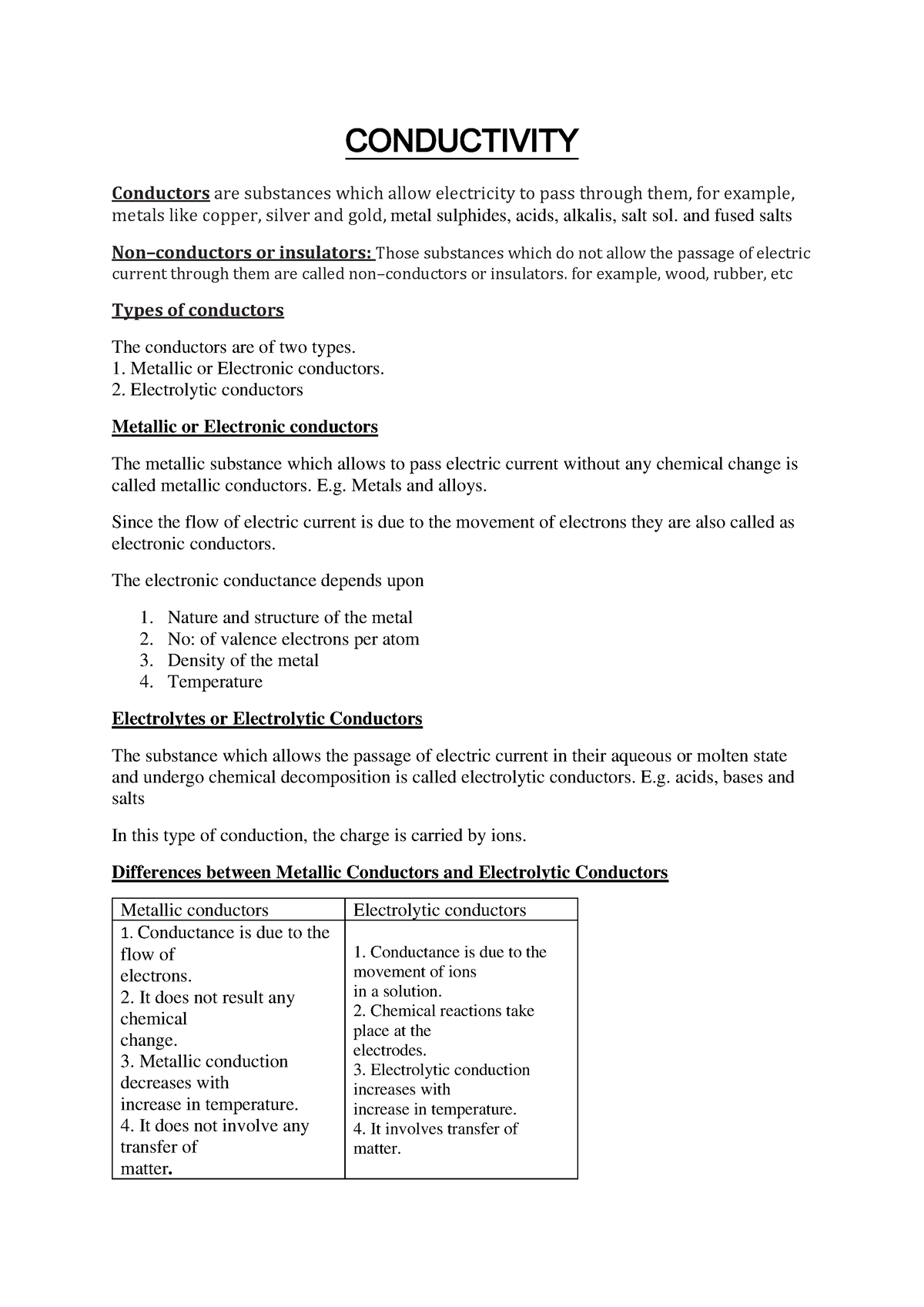 conductivity- module 1 - CONDUCTIVITY Conductors are substances which ...