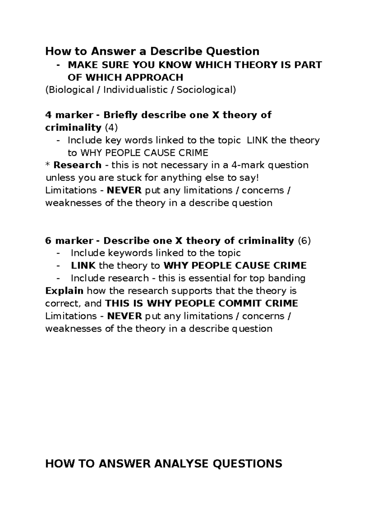 How to answer exam question - How to Answer a Describe Question - MAKE ...