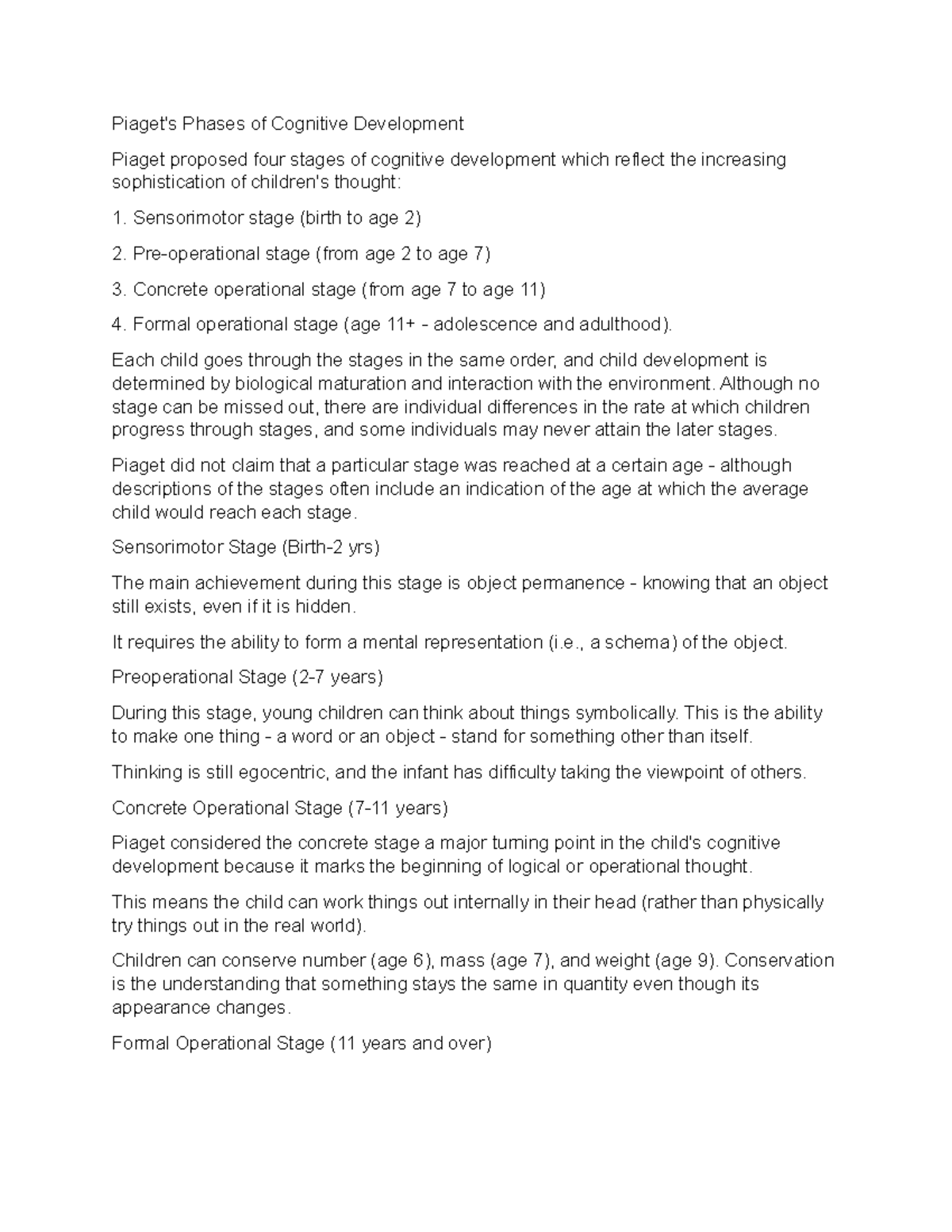Piaget's 4 Stages of Cognitive Development - Phases of Cognitive ...