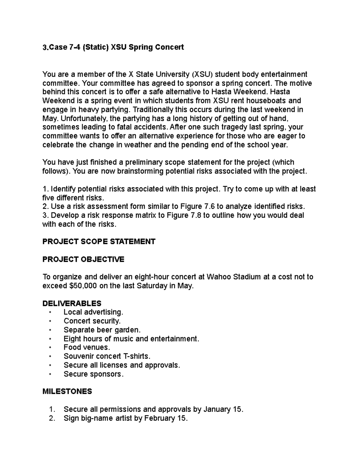 Team Assignmentsgrp4 3 74 (Static) XSU Spring Concert You are a